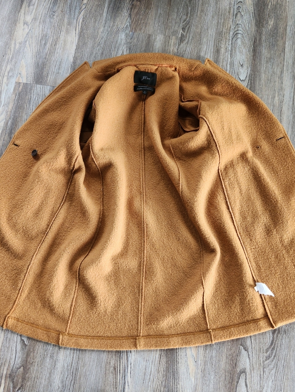 J Crew Italian Boiled Wool Musturd Yellow Coat Womens 8 Collared Single Breast - Picture 4 of 13
